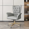 Modern Orange Executive Swivel Chair with Tufted Leather