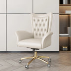 Modern Orange Executive Swivel Chair with Tufted Leather
