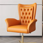 Modern Orange Executive Swivel Chair with Tufted Leather