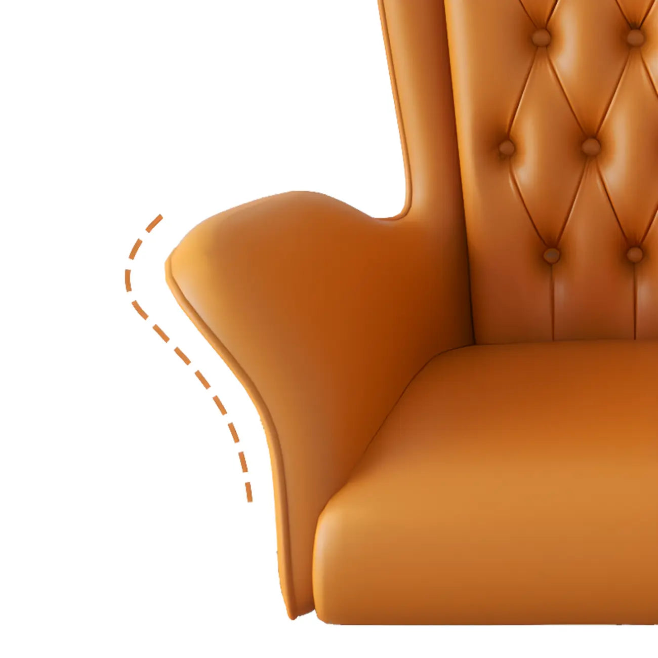 Modern Orange Executive Swivel Chair with Tufted Leather