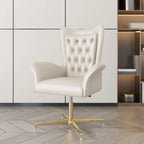 Modern Orange Executive Swivel Chair with Tufted Leather