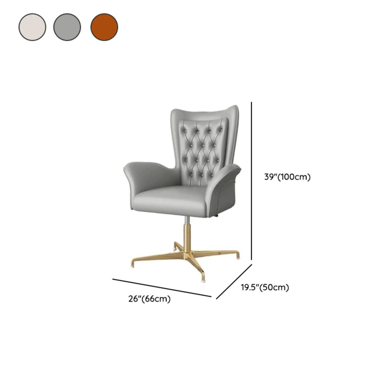 Modern Orange Executive Swivel Chair with Tufted Leather