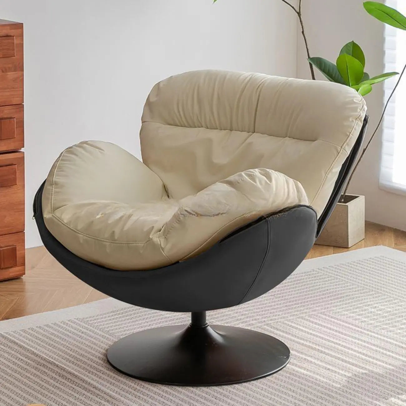 Simple Modern Cat-Resistant Leather Swivel Accent Chair