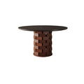 Modern Round Pedestal Dining Table with Slate Top