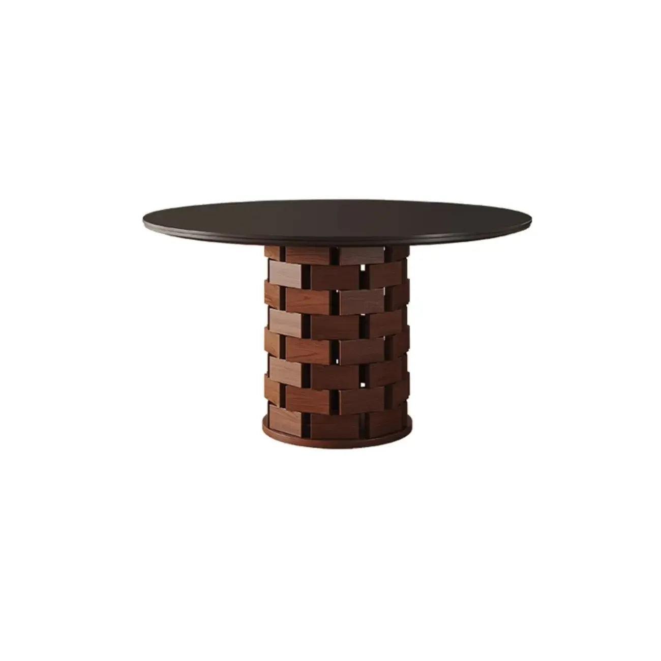 Modern Round Pedestal Dining Table with Slate Top
