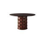 Modern Round Pedestal Dining Table with Slate Top