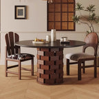 Modern Round Pedestal Dining Table with Slate Top