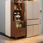 Modern Narrow Wood Kitchen Sideboard Open Storage