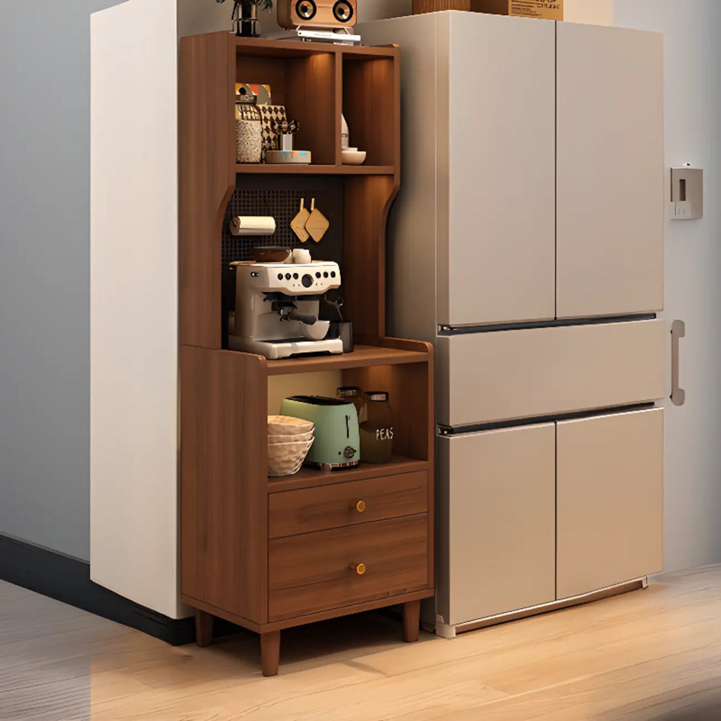 Modern Narrow Wood Kitchen Sideboard Open Storage