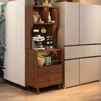 Modern Narrow Wood Kitchen Sideboard Open Storage