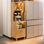 Modern Narrow Wood Kitchen Sideboard Open Storage
