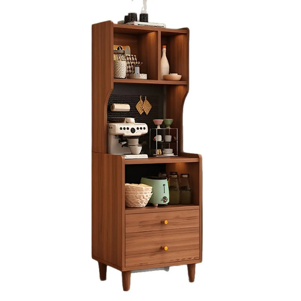 Modern Narrow Wood Kitchen Sideboard Open Storage