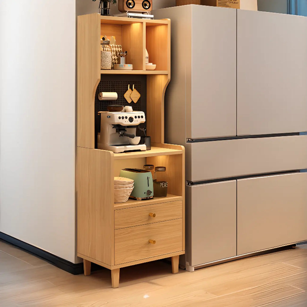 Modern Narrow Wood Kitchen Sideboard Open Storage
