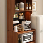 Modern Narrow Wood Kitchen Sideboard Open Storage
