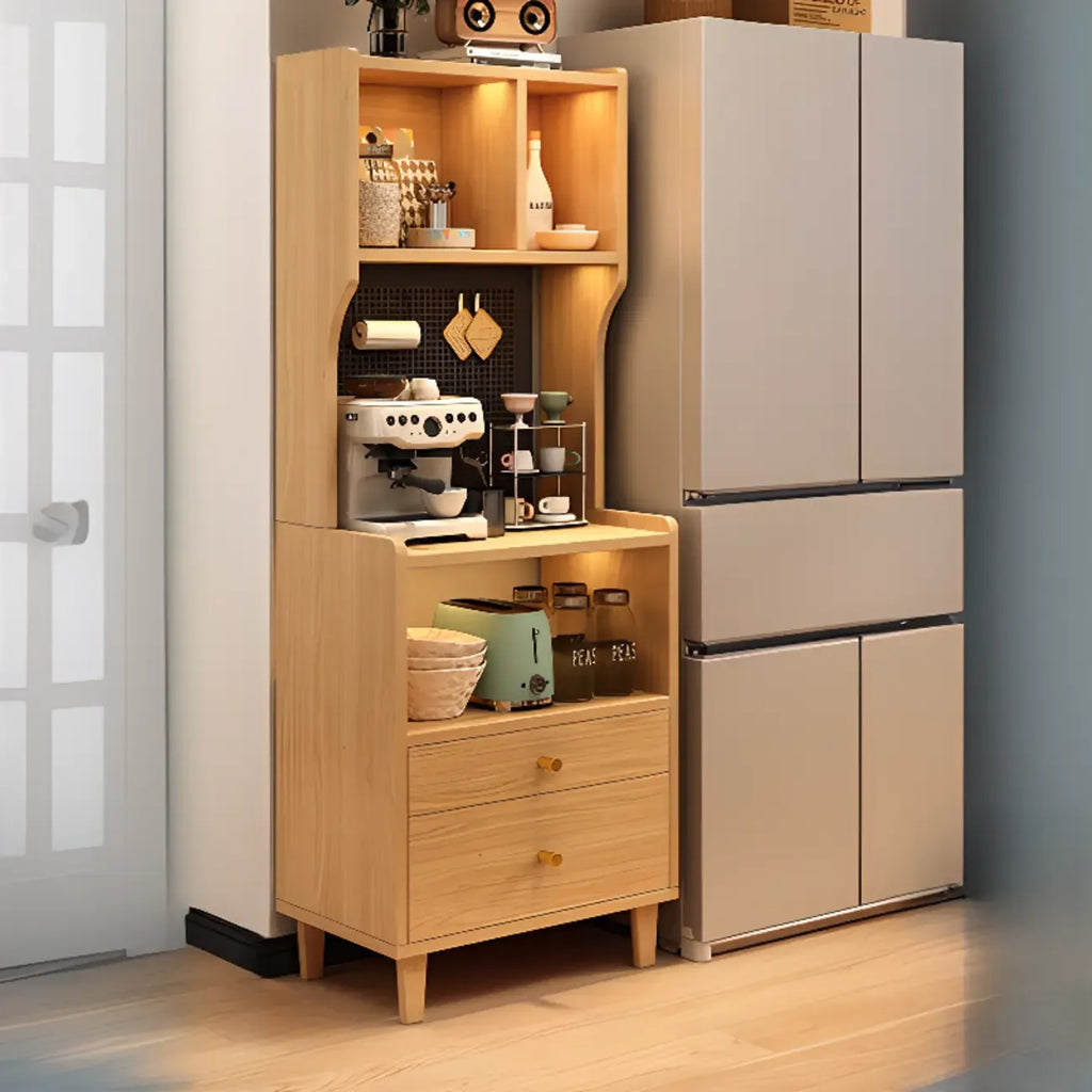 Modern Narrow Wood Kitchen Sideboard Open Storage