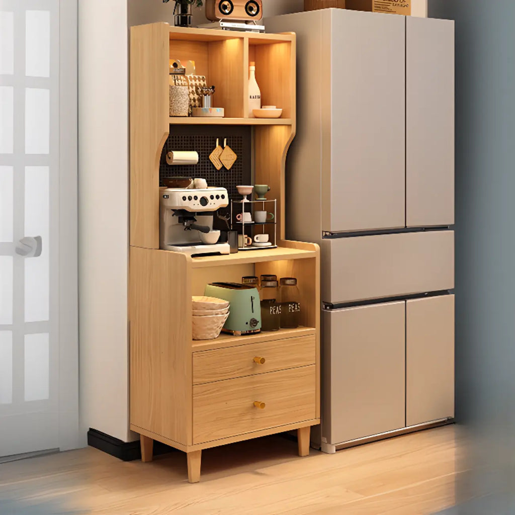 Modern Narrow Wood Kitchen Sideboard Open Storage