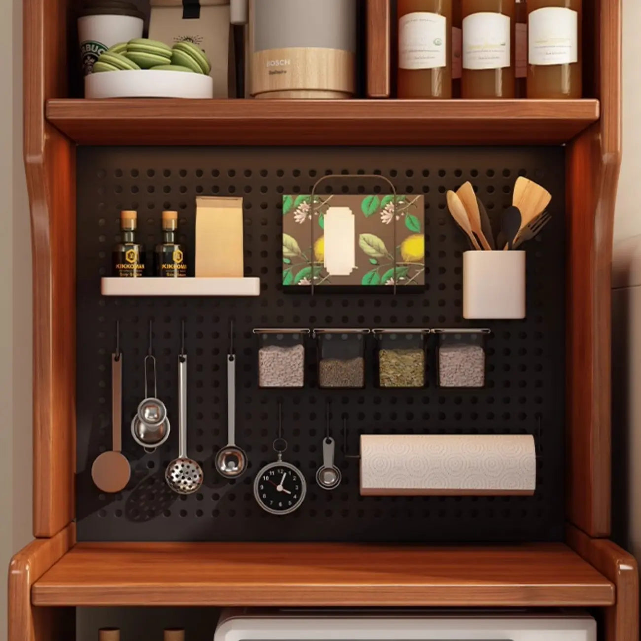 Modern Narrow Wood Kitchen Sideboard Open Storage