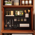 Modern Narrow Wood Kitchen Sideboard Open Storage