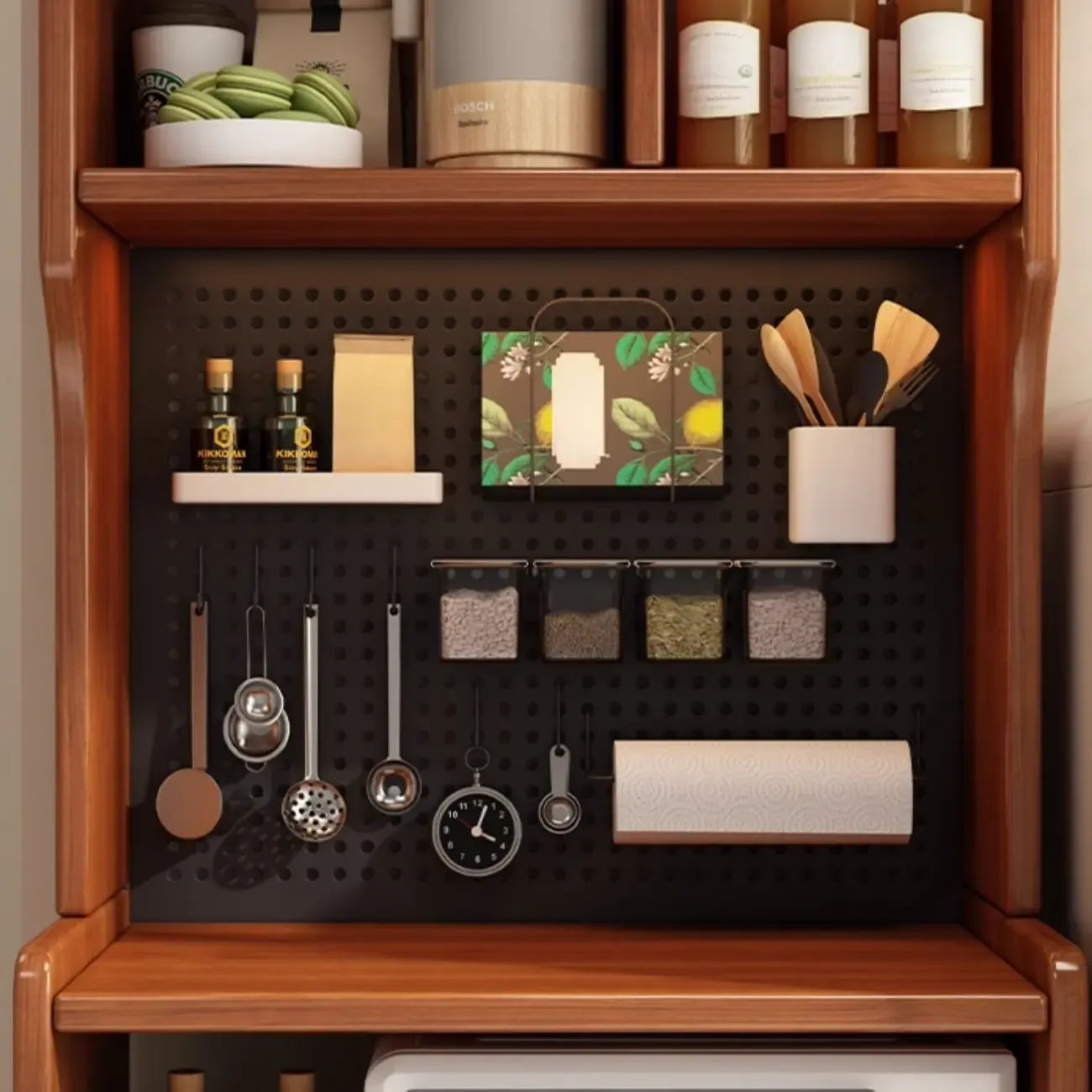 Modern Narrow Wood Kitchen Sideboard Open Storage