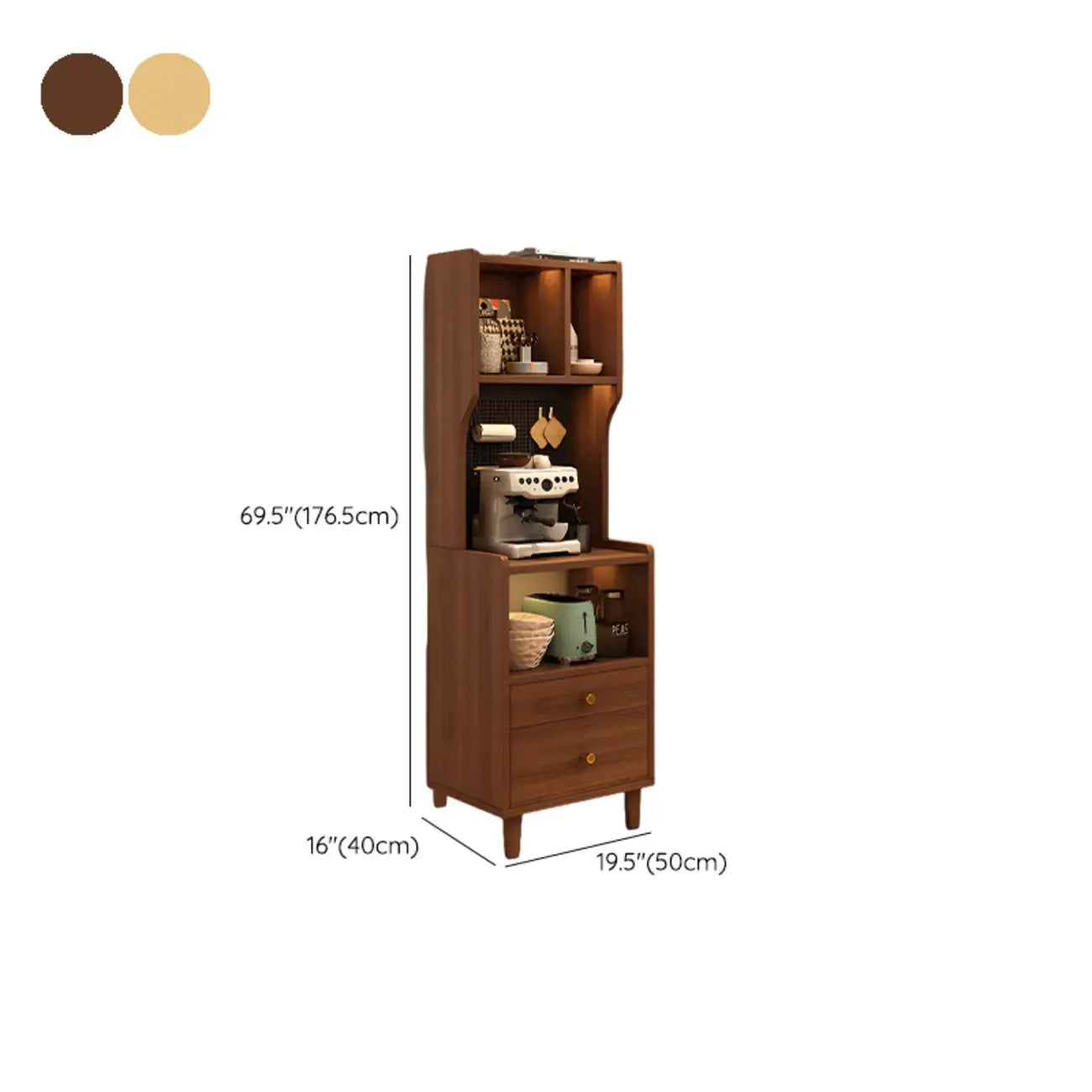 Modern Narrow Wood Kitchen Sideboard Open Storage