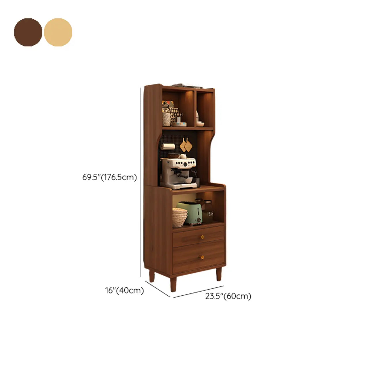 Modern Narrow Wood Kitchen Sideboard Open Storage