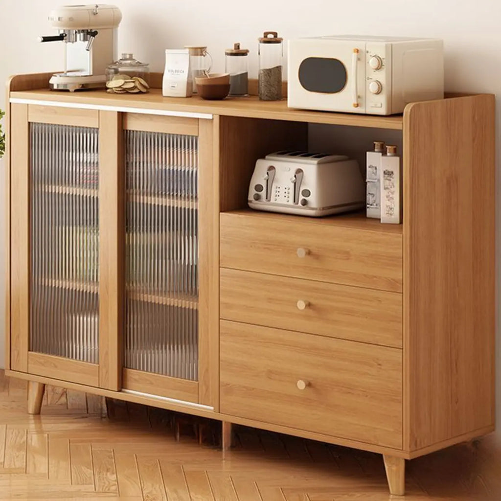 Modern Wood Narrow Sideboard with Sliding Doors