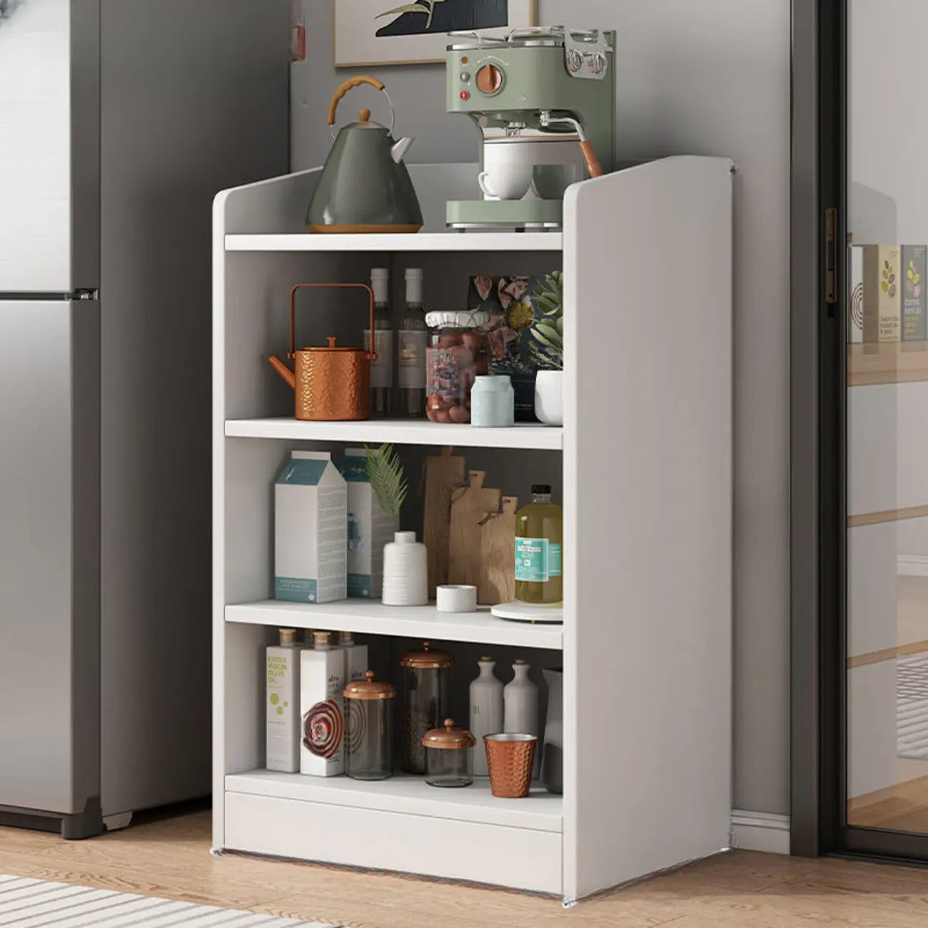 Modern Wood Narrow Sideboard with Sliding Doors