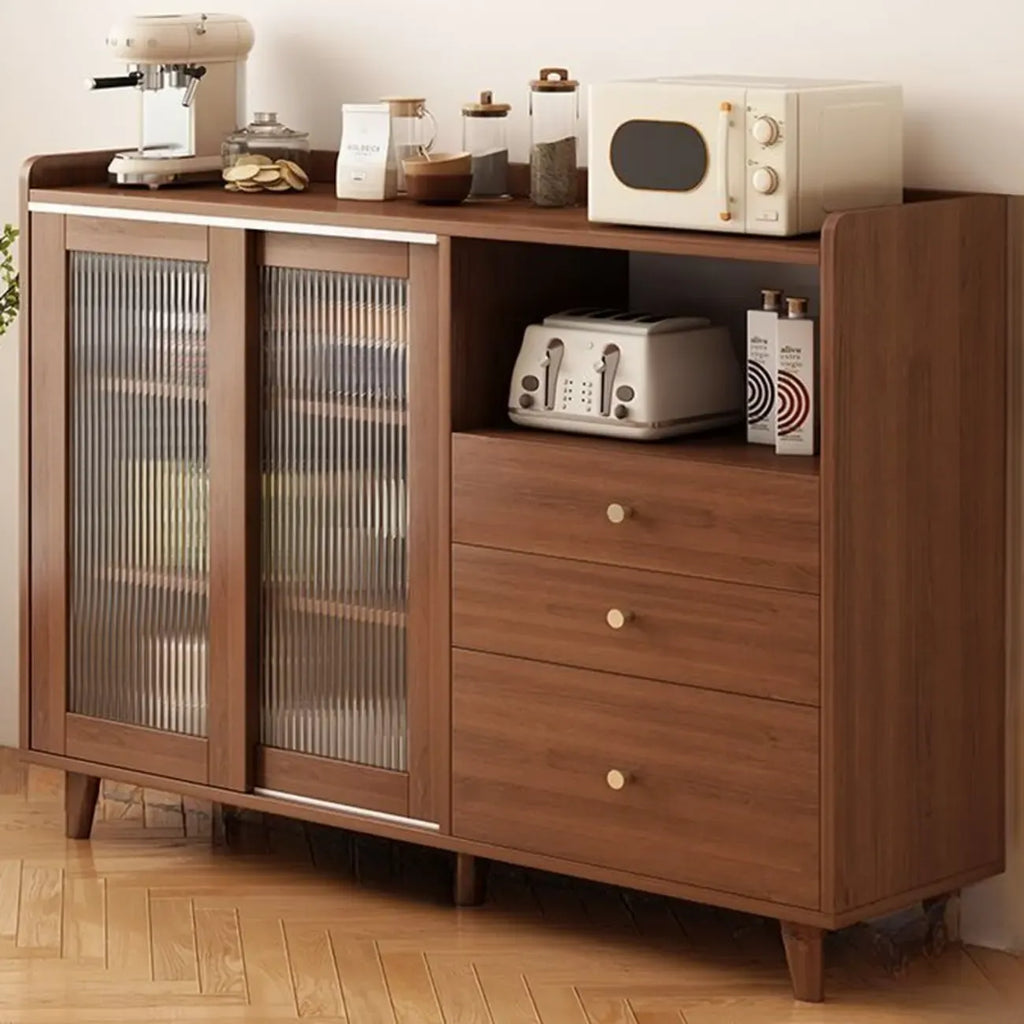 Modern Wood Narrow Sideboard with Sliding Doors