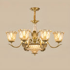 Gold Floral Glass Crystal Linear Modern Chandelier