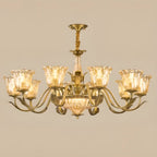 Gold Floral Glass Crystal Linear Modern Chandelier