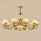 Gold Floral Glass Crystal Linear Modern Chandelier