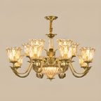 Gold Floral Glass Crystal Linear Modern Chandelier