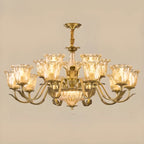 Gold Floral Glass Crystal Linear Modern Chandelier