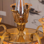 Gold Floral Glass Crystal Linear Modern Chandelier