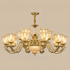 Gold Floral Glass Crystal Linear Modern Chandelier