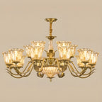Gold Floral Glass Crystal Linear Modern Chandelier