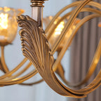 Gold Floral Glass Crystal Linear Modern Chandelier