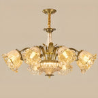 Gold Floral Glass Crystal Linear Modern Chandelier