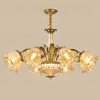 Gold Floral Glass Crystal Linear Modern Chandelier