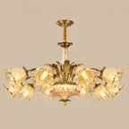 Gold Floral Glass Crystal Linear Modern Chandelier