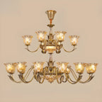 Gold Floral Glass Crystal Linear Modern Chandelier
