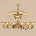 Gold Floral Glass Crystal Linear Modern Chandelier