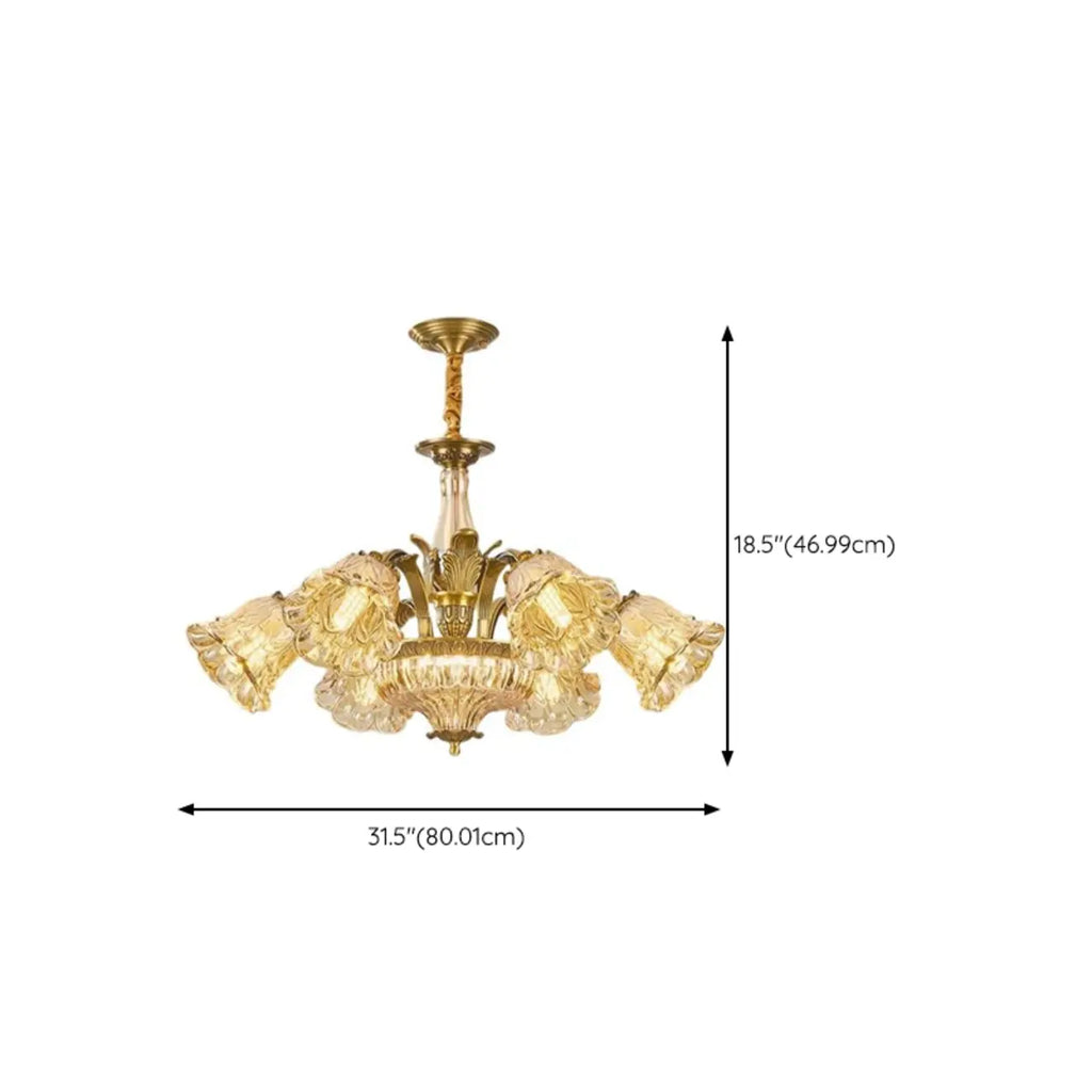 Gold Floral Glass Crystal Linear Modern Chandelier