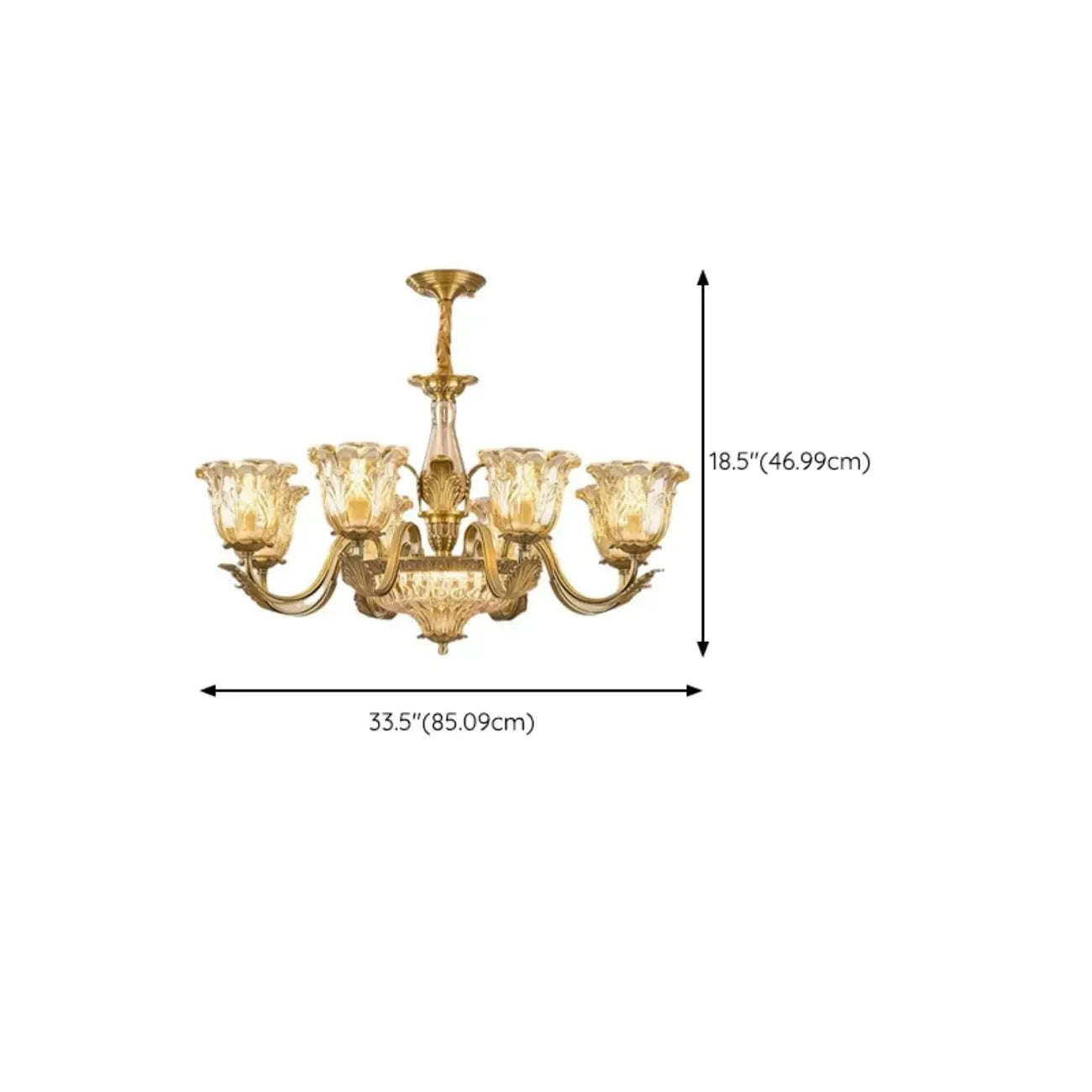 Gold Floral Glass Crystal Linear Modern Chandelier