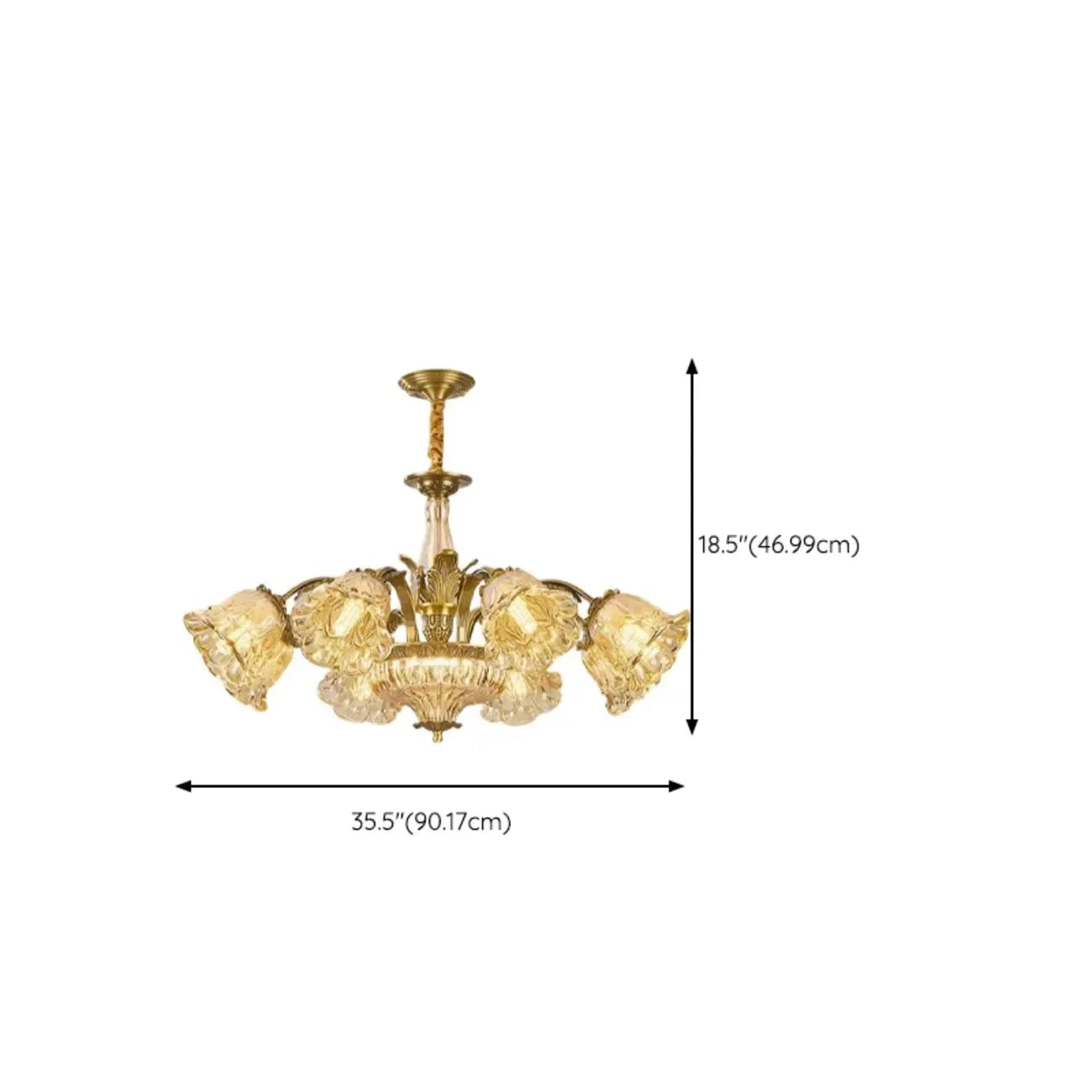 Gold Floral Glass Crystal Linear Modern Chandelier
