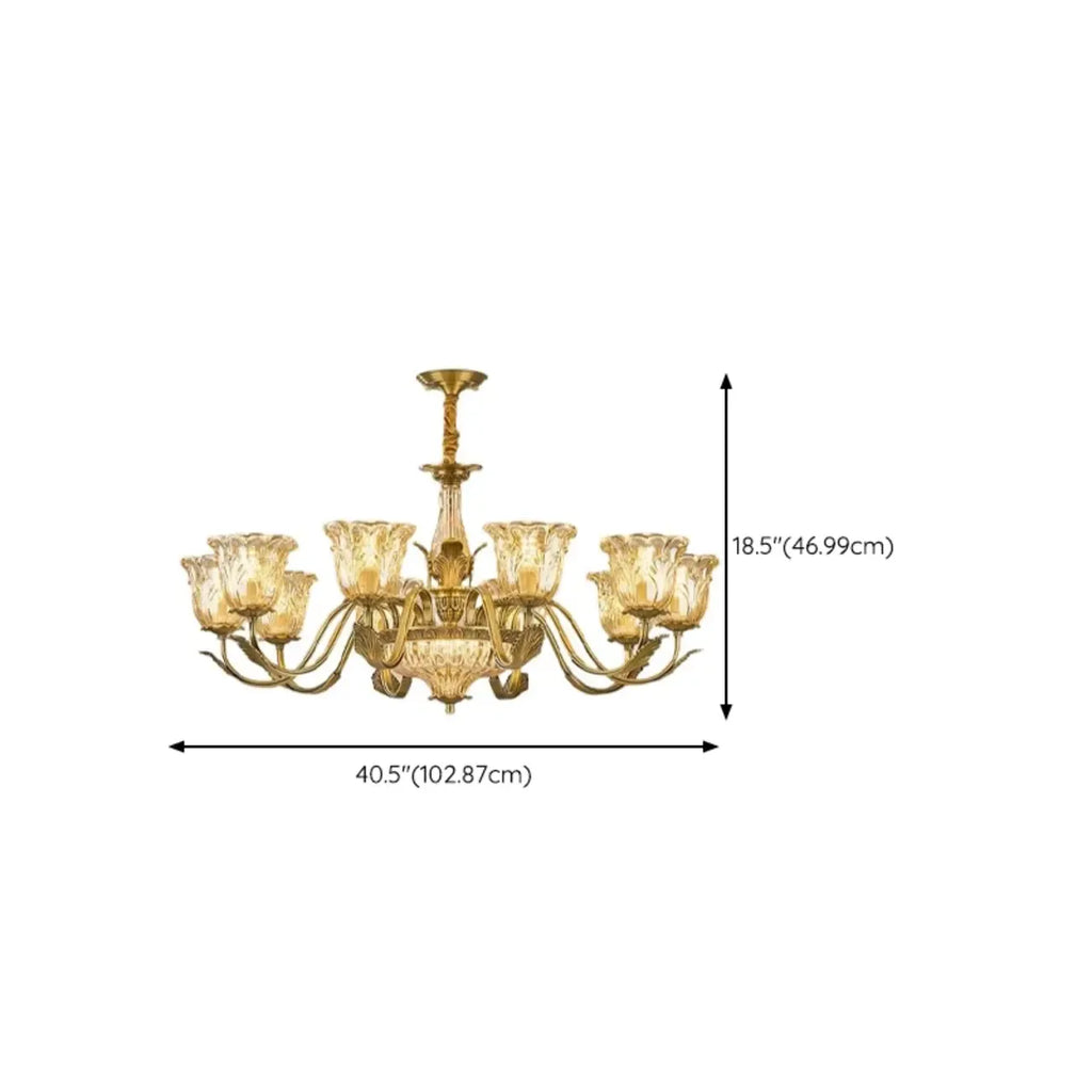 Gold Floral Glass Crystal Linear Modern Chandelier