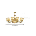 Gold Floral Glass Crystal Linear Modern Chandelier