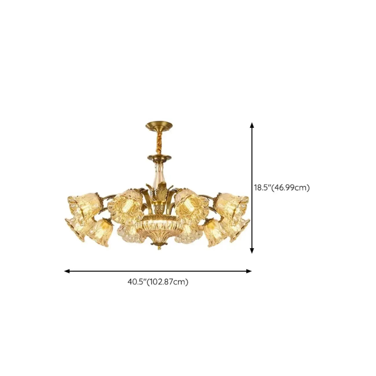 Gold Floral Glass Crystal Linear Modern Chandelier