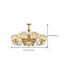 Gold Floral Glass Crystal Linear Modern Chandelier