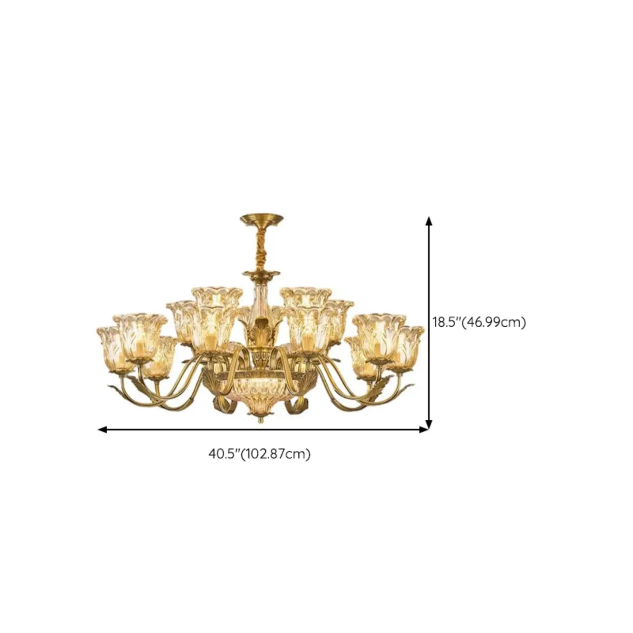 Gold Floral Glass Crystal Linear Modern Chandelier
